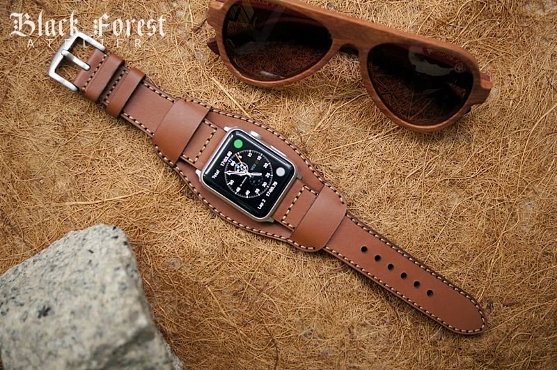 AWBF09 -CUFF Handmade Leather Strap incl. Lugs Adapter for Apple Watch 1 series and 2 Series (or Apple Watch Sport) 42mm or 38mm – image 9